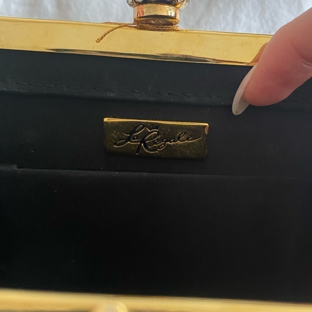 La Regale- Vintage Black Evening Bag with Diamond Clasp - Picture 3 of 7